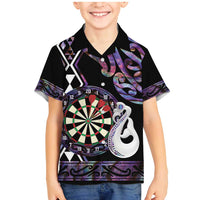 Personalised New Zealand Darts Family Matching Mermaid Dress and Hawaiian Shirt Ngutukaka Manaia Taniko Luxury Purple - Polynesian Pride