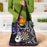 Personalised New Zealand Darts Grocery Bag Ngutukaka Manaia Taniko Luxury Purple - Polynesian Pride