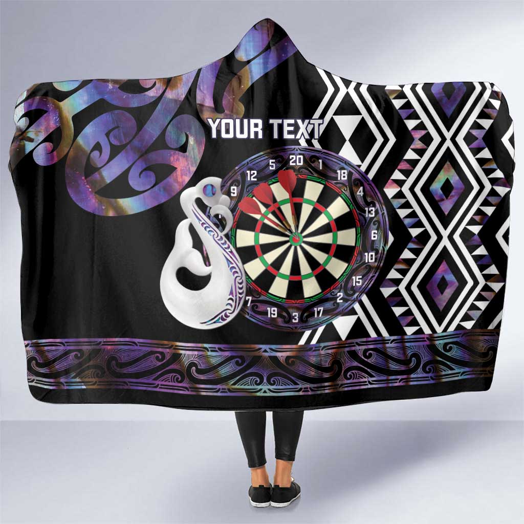 Personalised New Zealand Darts Hooded Blanket Ngutukaka Manaia Taniko Luxury Purple - Polynesian Pride