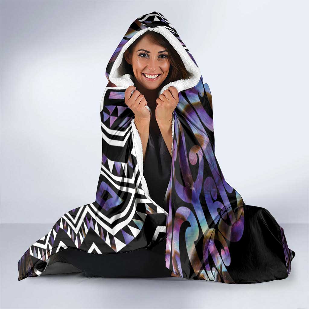 Personalised New Zealand Darts Hooded Blanket Ngutukaka Manaia Taniko Luxury Purple - Polynesian Pride