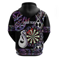 Personalised New Zealand Darts Hoodie Ngutukaka Manaia Taniko Luxury Purple - Polynesian Pride