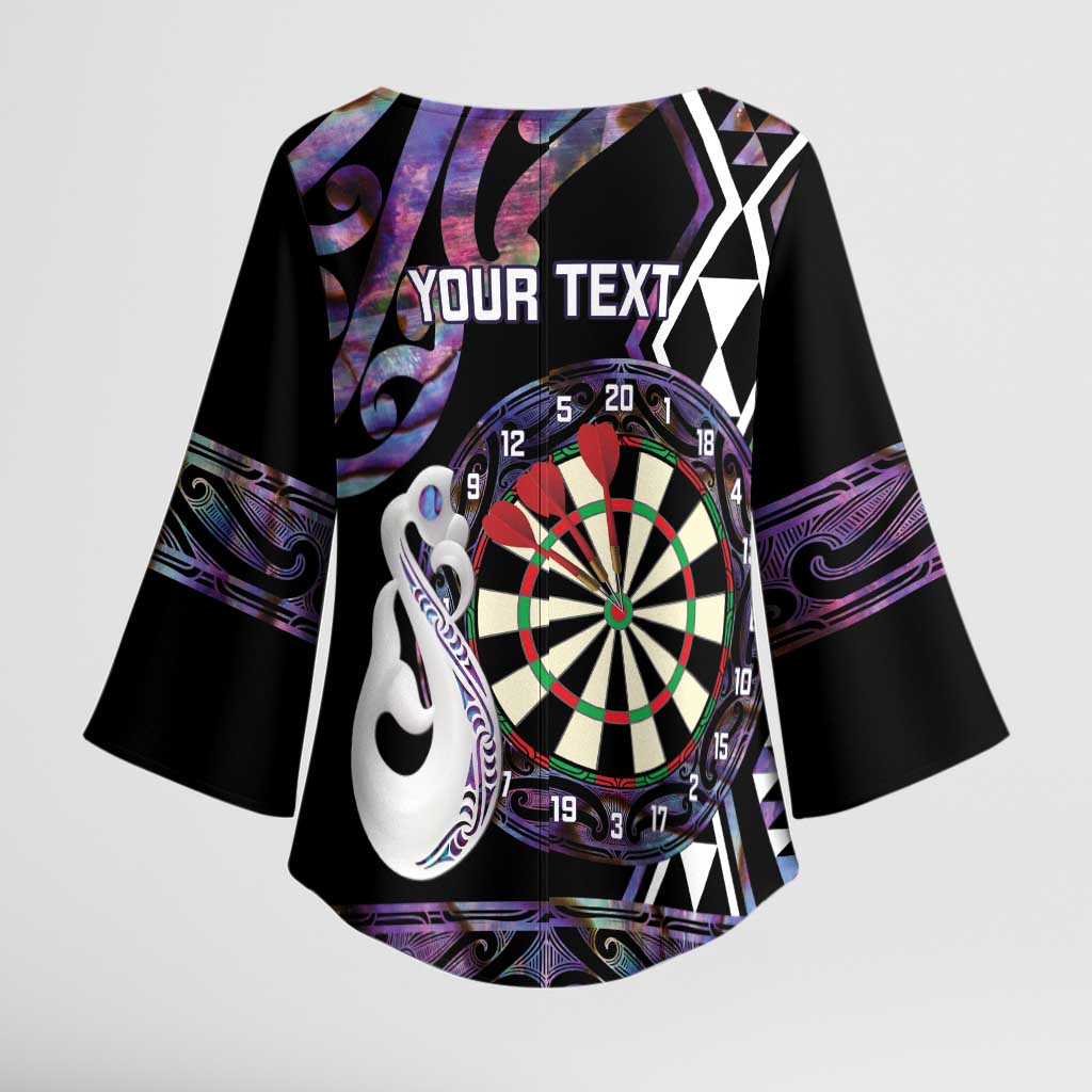 Personalised New Zealand Darts Kimono Sleeve Blouse Ngutukaka Manaia Taniko Luxury Purple - Polynesian Pride