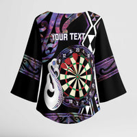Personalised New Zealand Darts Kimono Sleeve Blouse Ngutukaka Manaia Taniko Luxury Purple - Polynesian Pride