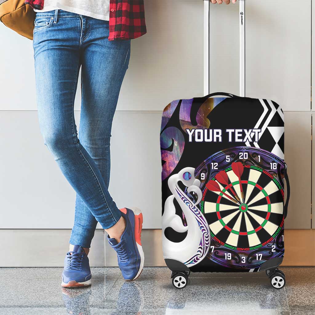 Personalised New Zealand Darts Luggage Cover Ngutukaka Manaia Taniko Luxury Purple - Polynesian Pride