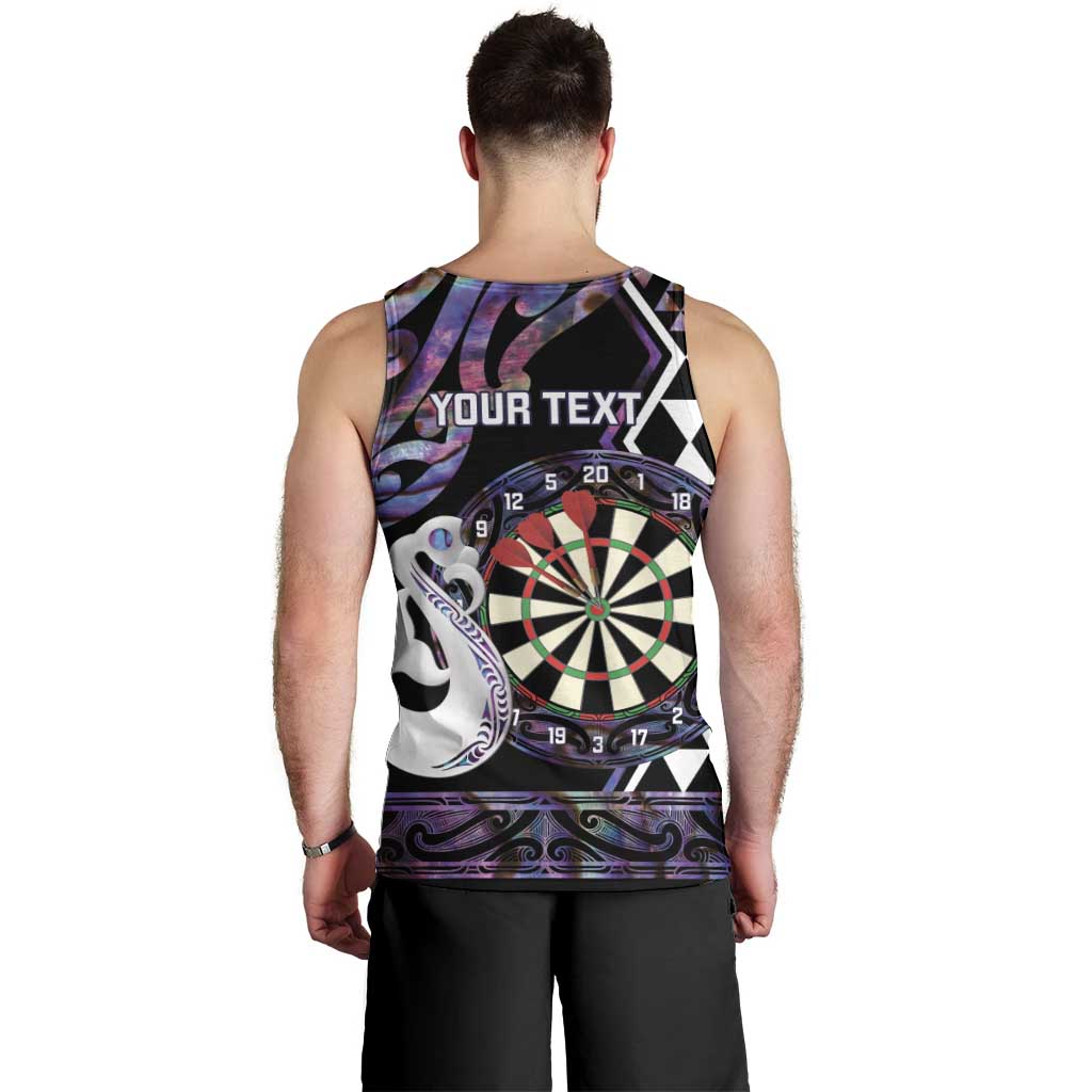 Personalised New Zealand Darts Men Tank Top Ngutukaka Manaia Taniko Luxury Purple - Polynesian Pride