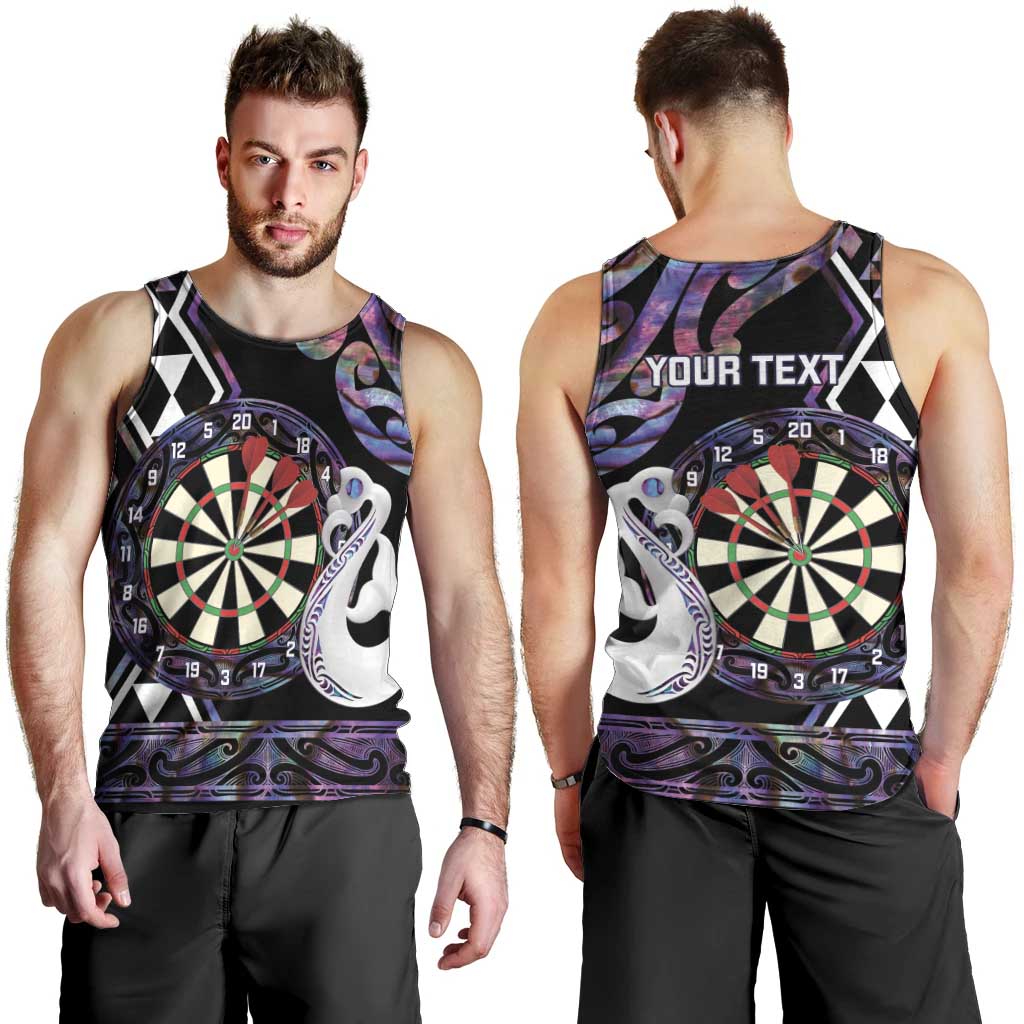 Personalised New Zealand Darts Men Tank Top Ngutukaka Manaia Taniko Luxury Purple - Polynesian Pride