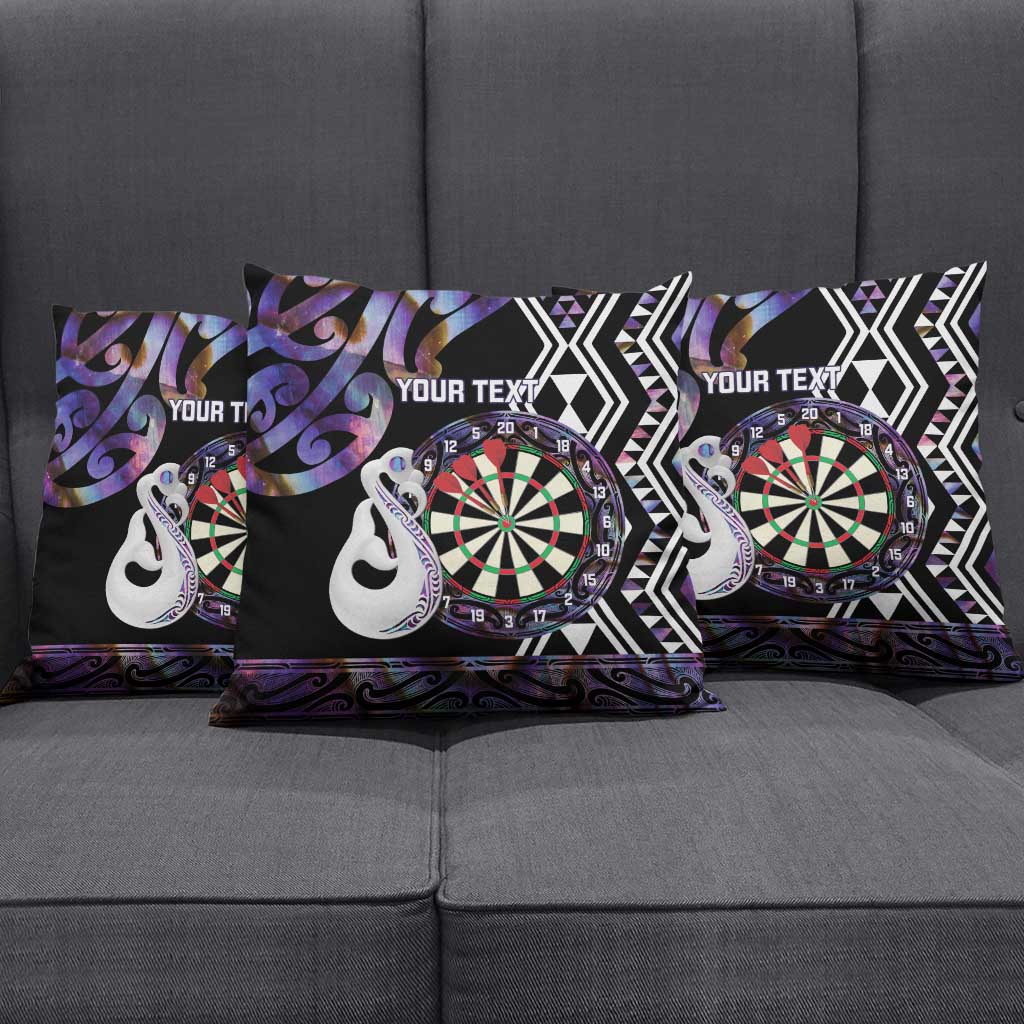 Personalised New Zealand Darts Pillow Cover Ngutukaka Manaia Taniko Luxury Purple - Polynesian Pride