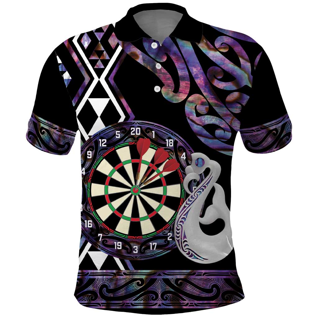 Personalised New Zealand Darts Polo Shirt Ngutukaka Manaia Taniko Luxury Purple - Polynesian Pride