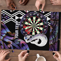Personalised New Zealand Darts Puzzle Ngutukaka Manaia Taniko Luxury Purple - Polynesian Pride