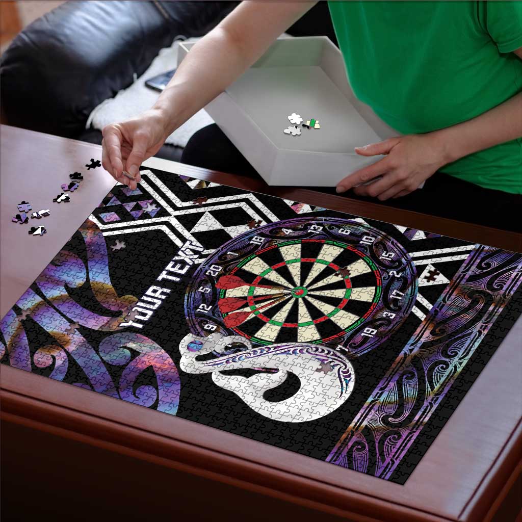 Personalised New Zealand Darts Puzzle Ngutukaka Manaia Taniko Luxury Purple - Polynesian Pride