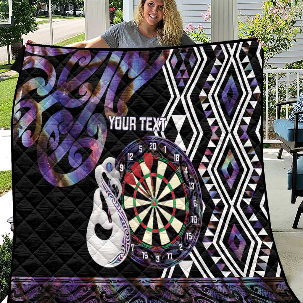 Personalised New Zealand Darts Quilt Ngutukaka Manaia Taniko Luxury Purple - Polynesian Pride