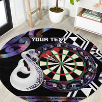 Personalised New Zealand Darts Round Carpet Ngutukaka Manaia Taniko Luxury Purple - Polynesian Pride
