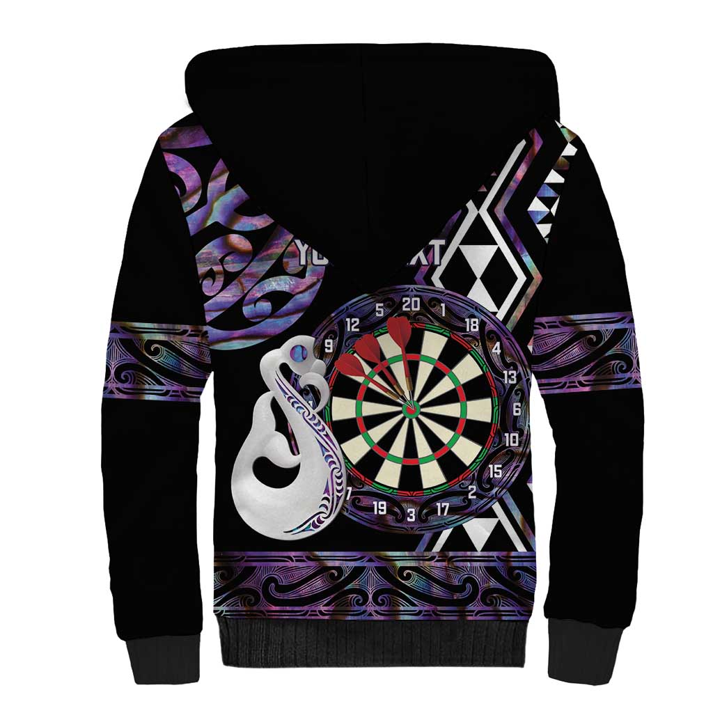 Personalised New Zealand Darts Sherpa Hoodie Ngutukaka Manaia Taniko Luxury Purple - Polynesian Pride