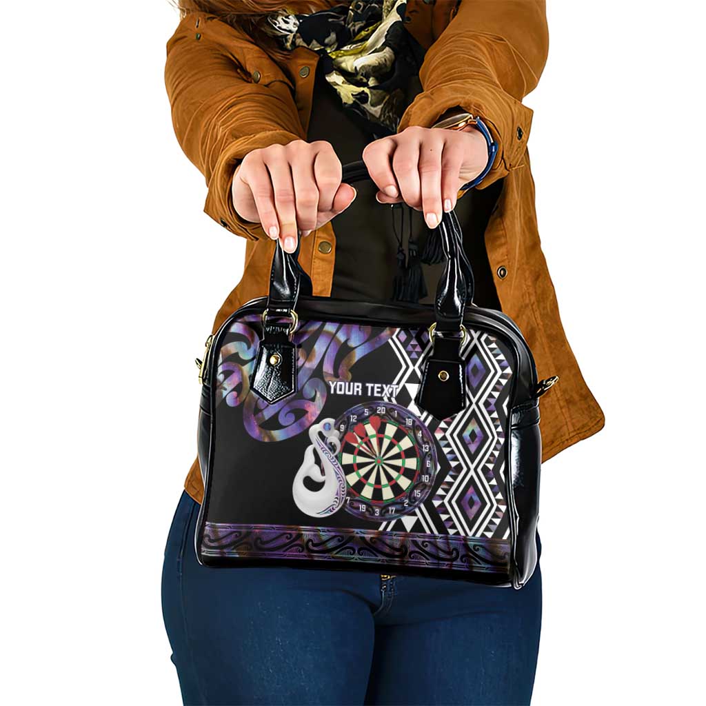 Personalised New Zealand Darts Shoulder Handbag Ngutukaka Manaia Taniko Luxury Purple - Polynesian Pride