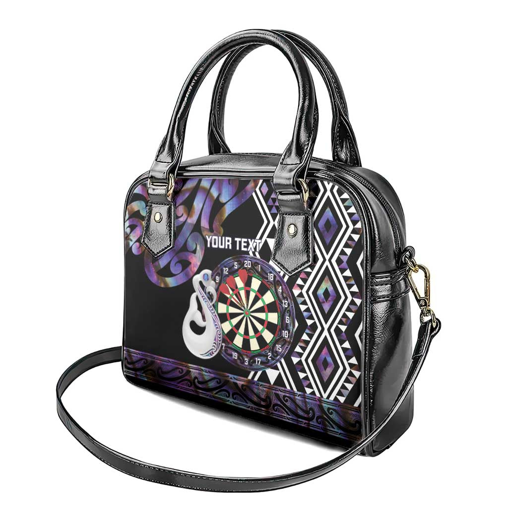 Personalised New Zealand Darts Shoulder Handbag Ngutukaka Manaia Taniko Luxury Purple - Polynesian Pride