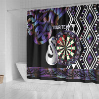 Personalised New Zealand Darts Shower Curtain Ngutukaka Manaia Taniko Luxury Purple - Polynesian Pride