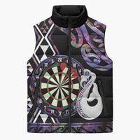 Personalised New Zealand Darts Sleeveless Puffer Jacket Ngutukaka Manaia Taniko Luxury Purple - Polynesian Pride