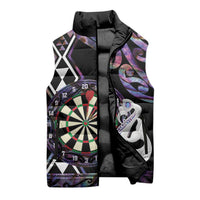 Personalised New Zealand Darts Sleeveless Puffer Jacket Ngutukaka Manaia Taniko Luxury Purple - Polynesian Pride