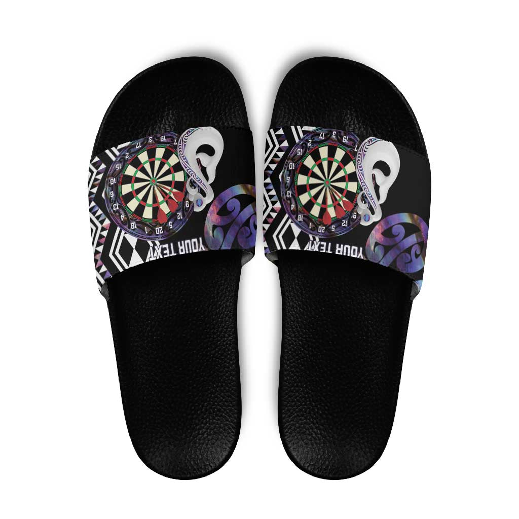 Personalised New Zealand Darts Slide Sandals Ngutukaka Manaia Taniko Luxury Purple - Polynesian Pride