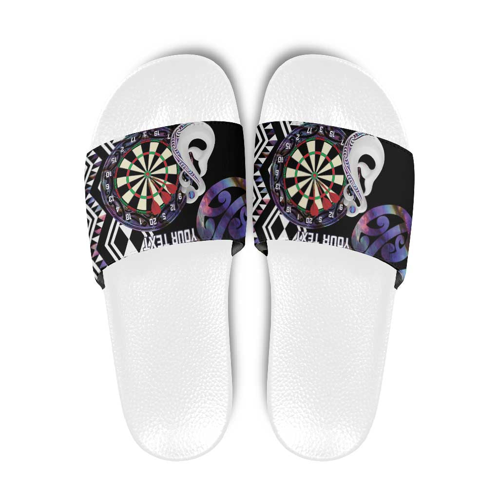 Personalised New Zealand Darts Slide Sandals Ngutukaka Manaia Taniko Luxury Purple - Polynesian Pride