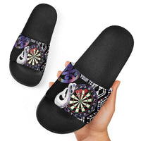 Personalised New Zealand Darts Slide Sandals Ngutukaka Manaia Taniko Luxury Purple - Polynesian Pride
