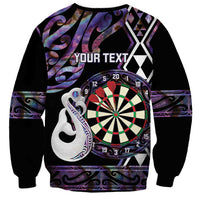 Personalised New Zealand Darts Sweatshirt Ngutukaka Manaia Taniko Luxury Purple - Polynesian Pride