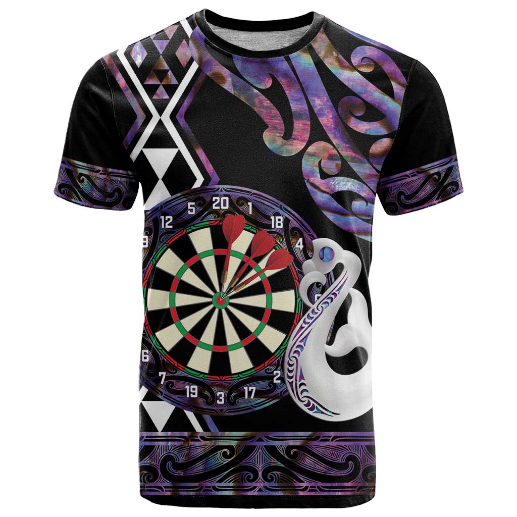 Personalised New Zealand Darts T Shirt Ngutukaka Manaia Taniko Luxury Purple - Polynesian Pride