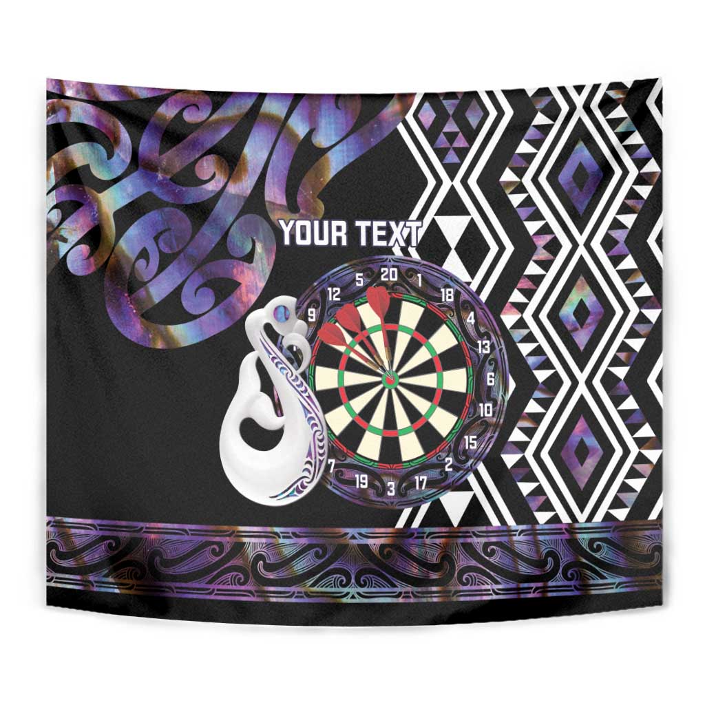 Personalised New Zealand Darts Tapestry Ngutukaka Manaia Taniko Luxury Purple - Polynesian Pride