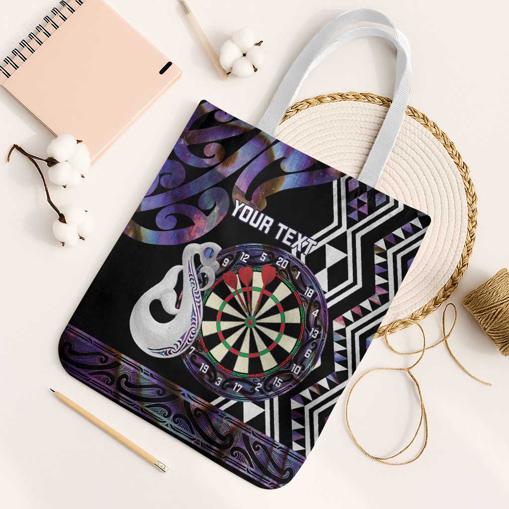 Personalised New Zealand Darts Tote Bag Ngutukaka Manaia Taniko Luxury Purple - Polynesian Pride