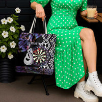 Personalised New Zealand Darts Tote Bag Ngutukaka Manaia Taniko Luxury Purple - Polynesian Pride