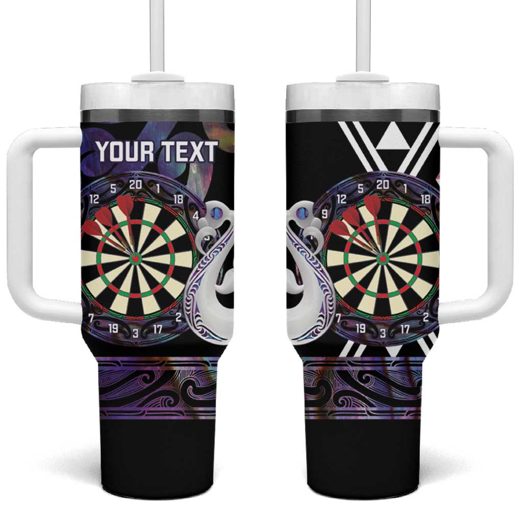 Personalised New Zealand Darts Tumbler With Handle Ngutukaka Manaia Taniko Luxury Purple - Polynesian Pride