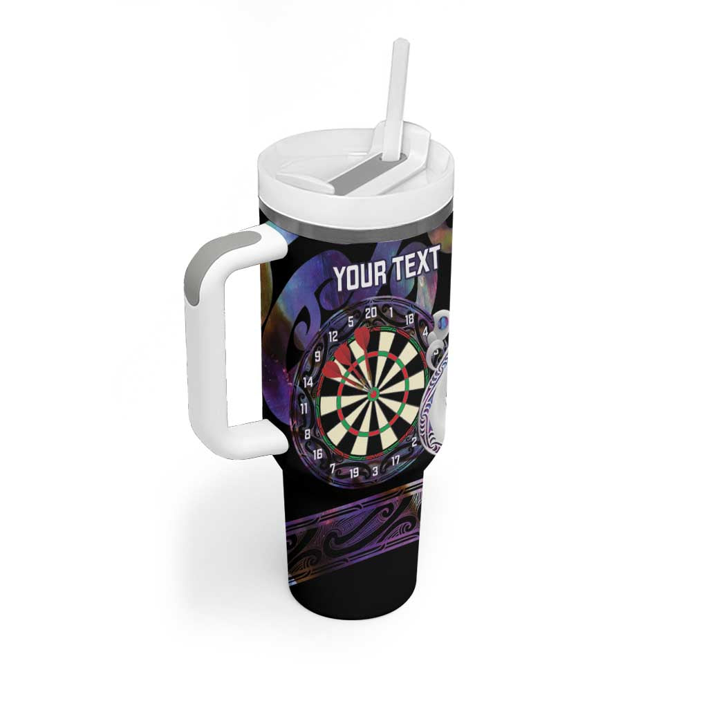 Personalised New Zealand Darts Tumbler With Handle Ngutukaka Manaia Taniko Luxury Purple - Polynesian Pride