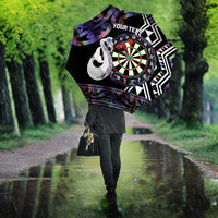 Personalised New Zealand Darts Umbrella Ngutukaka Manaia Taniko Luxury Purple - Polynesian Pride