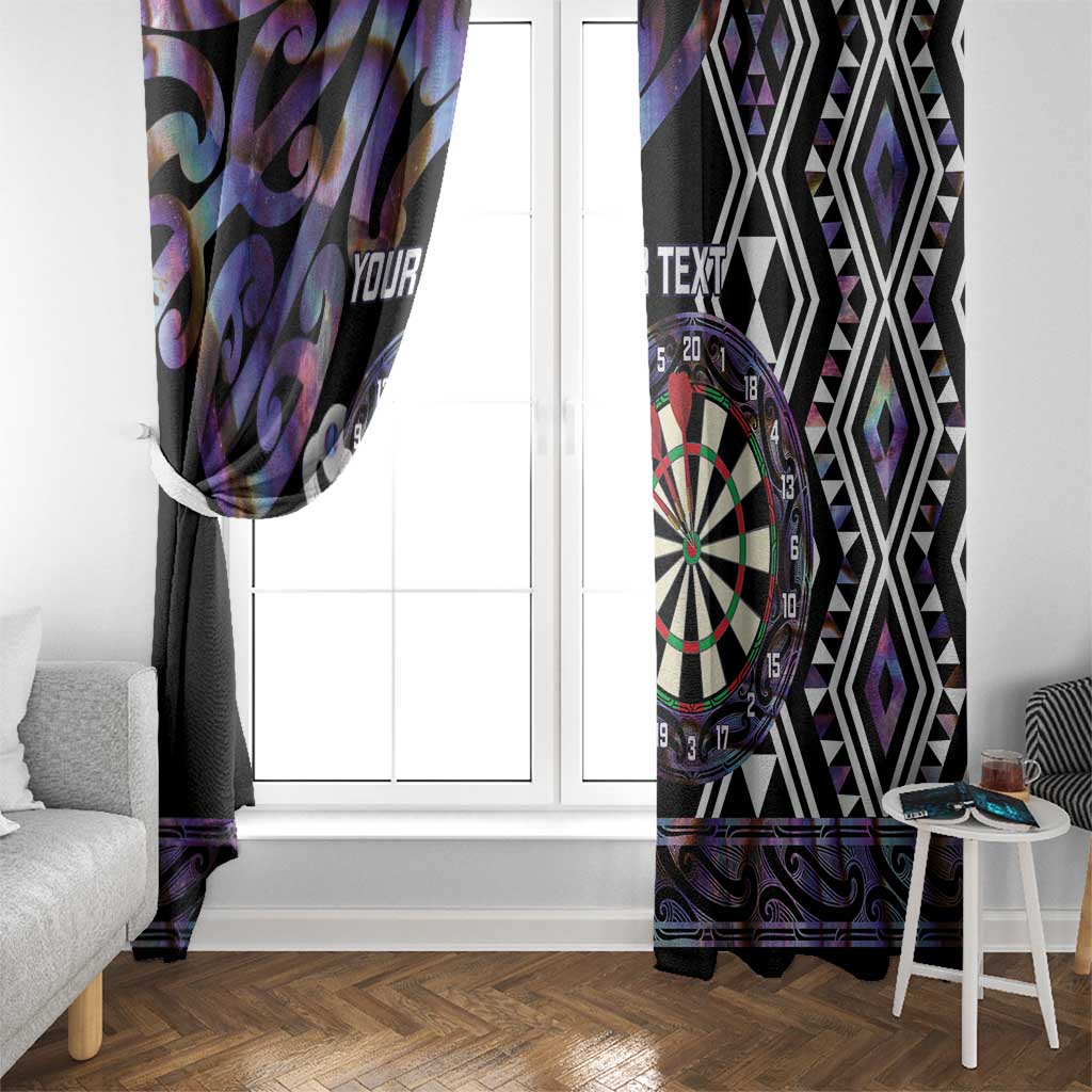 Personalised New Zealand Darts Window Curtain Ngutukaka Manaia Taniko Luxury Purple - Polynesian Pride