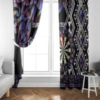 Personalised New Zealand Darts Window Curtain Ngutukaka Manaia Taniko Luxury Purple - Polynesian Pride