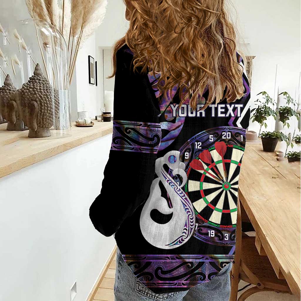 Personalised New Zealand Darts Women Casual Shirt Ngutukaka Manaia Taniko Luxury Purple - Polynesian Pride