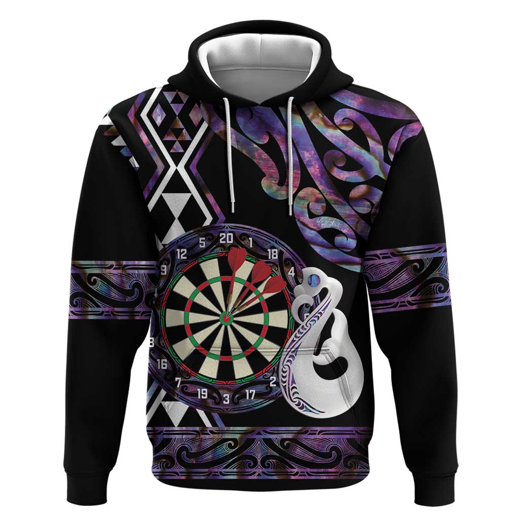 Personalised New Zealand Darts Zip Hoodie Ngutukaka Manaia Taniko Luxury Purple - Polynesian Pride
