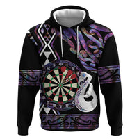 Personalised New Zealand Darts Zip Hoodie Ngutukaka Manaia Taniko Luxury Purple - Polynesian Pride