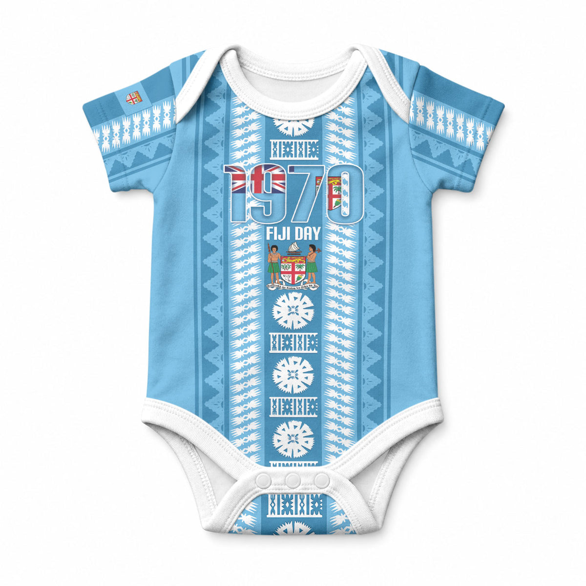 Fiji Day 1970 Baby Onesie For Fiji Ever Fiji Tapa Pattern Blue