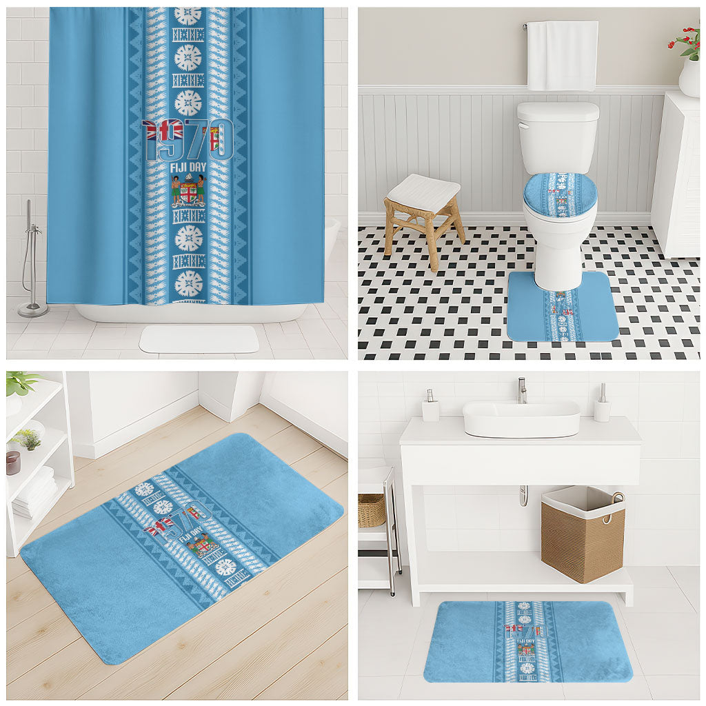 Fiji Day 1970 Bathroom Set For Fiji Ever Fiji Tapa Pattern Blue