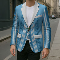 Fiji Day 1970 Blazer For Fiji Ever Fiji Tapa Pattern Blue