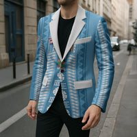 Fiji Day 1970 Blazer For Fiji Ever Fiji Tapa Pattern Blue
