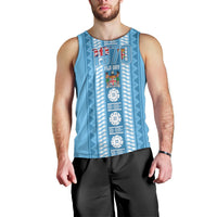 Fiji Day 1970 Men Tank Top For Fiji Ever Fiji Tapa Pattern Blue