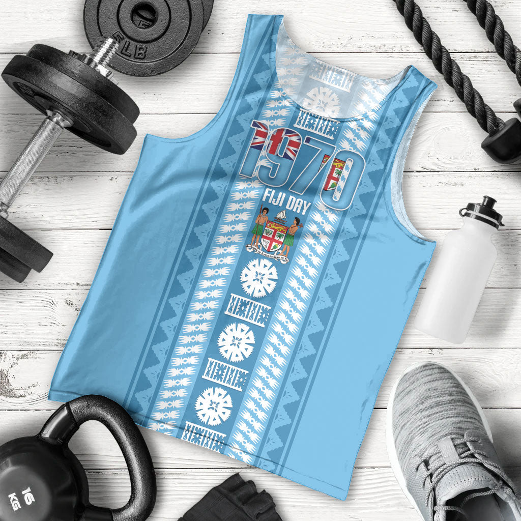 Fiji Day 1970 Men Tank Top For Fiji Ever Fiji Tapa Pattern Blue