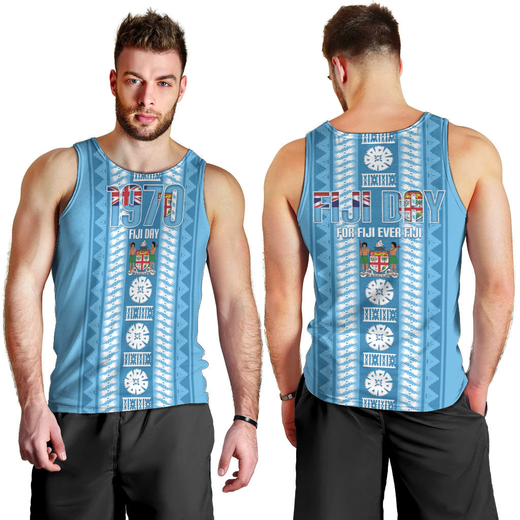 Fiji Day 1970 Men Tank Top For Fiji Ever Fiji Tapa Pattern Blue