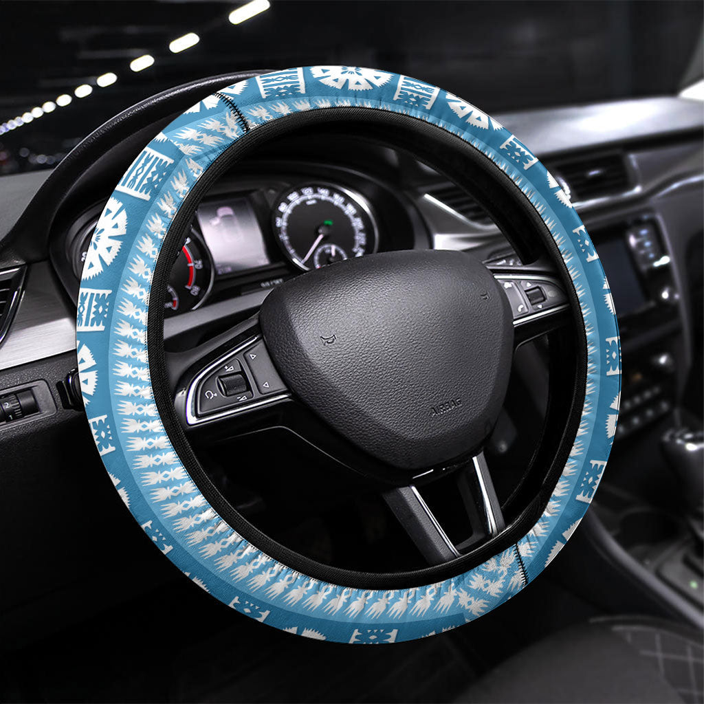 Fiji Day 1970 Steering Wheel Cover For Fiji Ever Fiji Tapa Pattern Blue