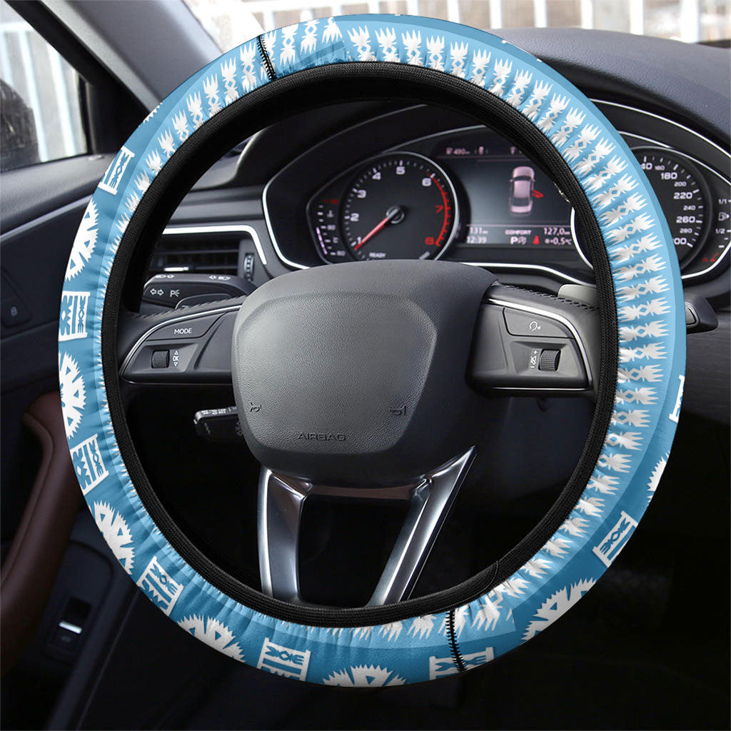 Fiji Day 1970 Steering Wheel Cover For Fiji Ever Fiji Tapa Pattern Blue