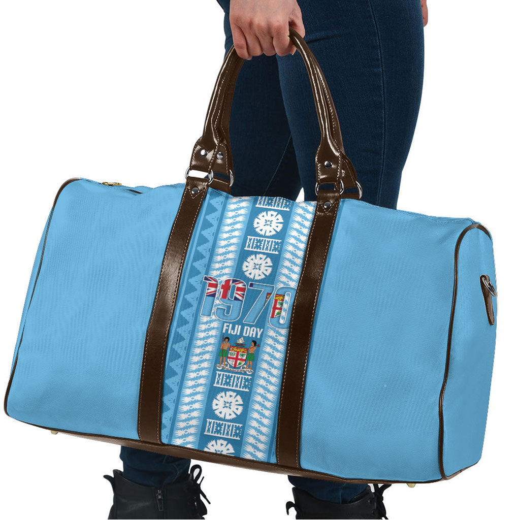 Fiji Day 1970 Travel Bag For Fiji Ever Fiji Tapa Pattern Blue