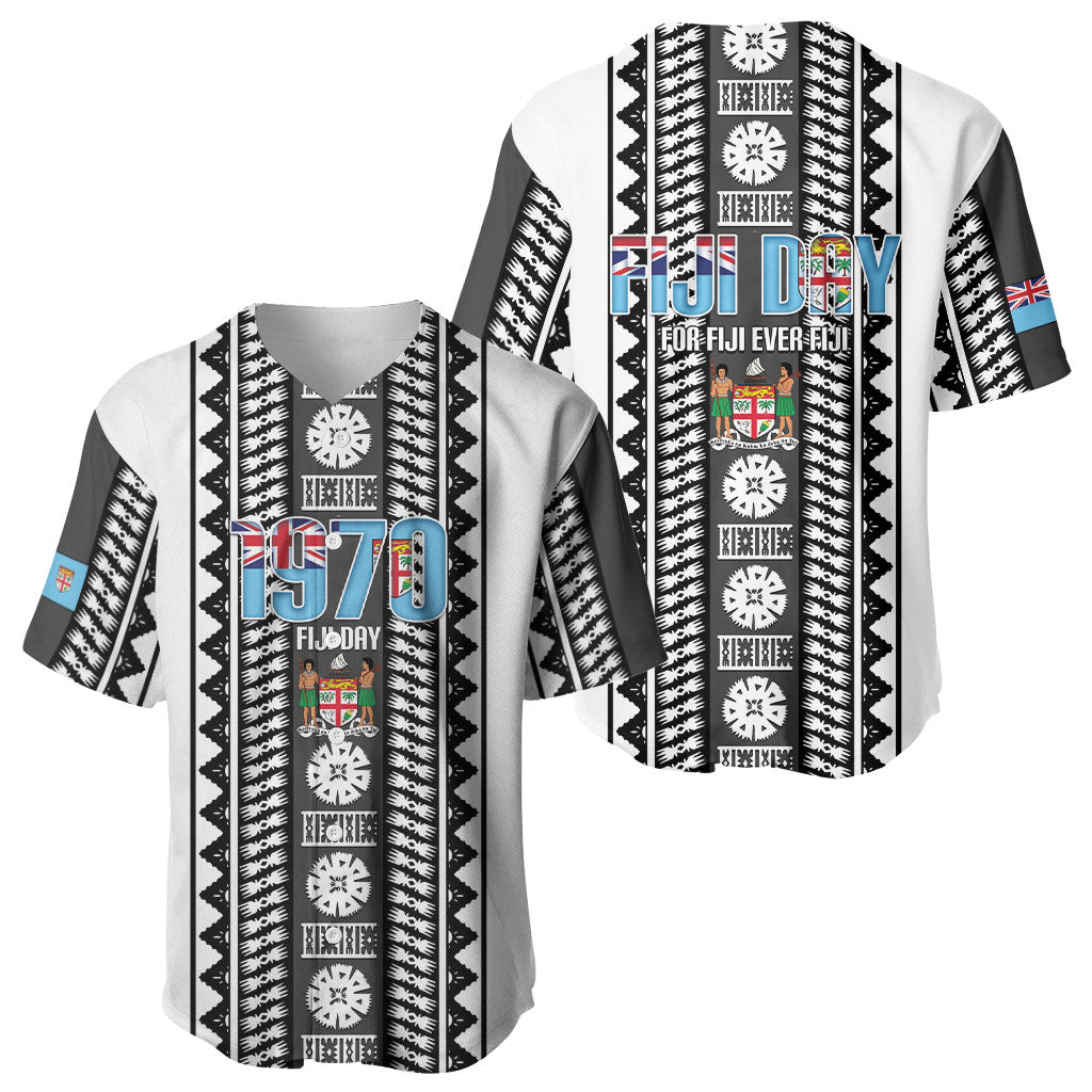 Fiji Day 1970 Baseball Jersey For Fiji Ever Fiji Tapa Pattern White