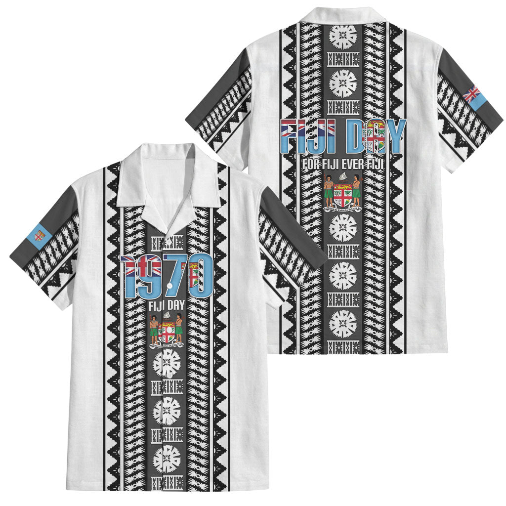 Fiji Day 1970 Family Matching Off Shoulder Maxi Dress and Hawaiian Shirt For Fiji Ever Fiji Tapa Pattern White